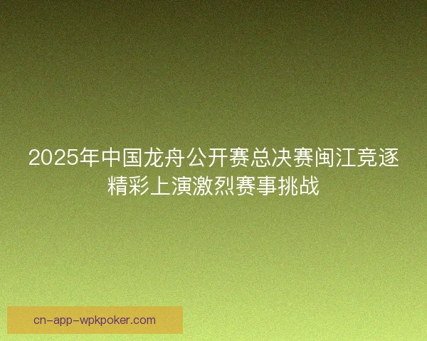 2025年中国龙舟公开赛总决赛闽江竞逐精彩上演激烈赛事挑战